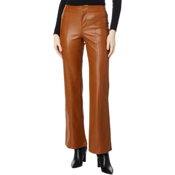 Free People We The Free Uptown High Rise Faux Leather Pant Brown Sz 8 - Picture 1 of 16